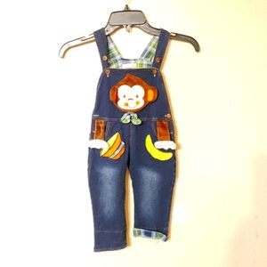 Kids Fuyimei Monkey deni. Overalls size 12-18 months